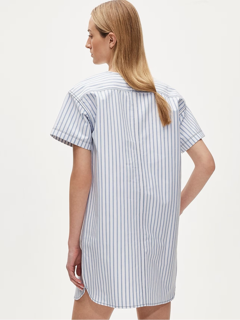 J.Crew Patch Pocket Pullover Dress in Striped Structured Cotton Poplin - Picture 3 of 4